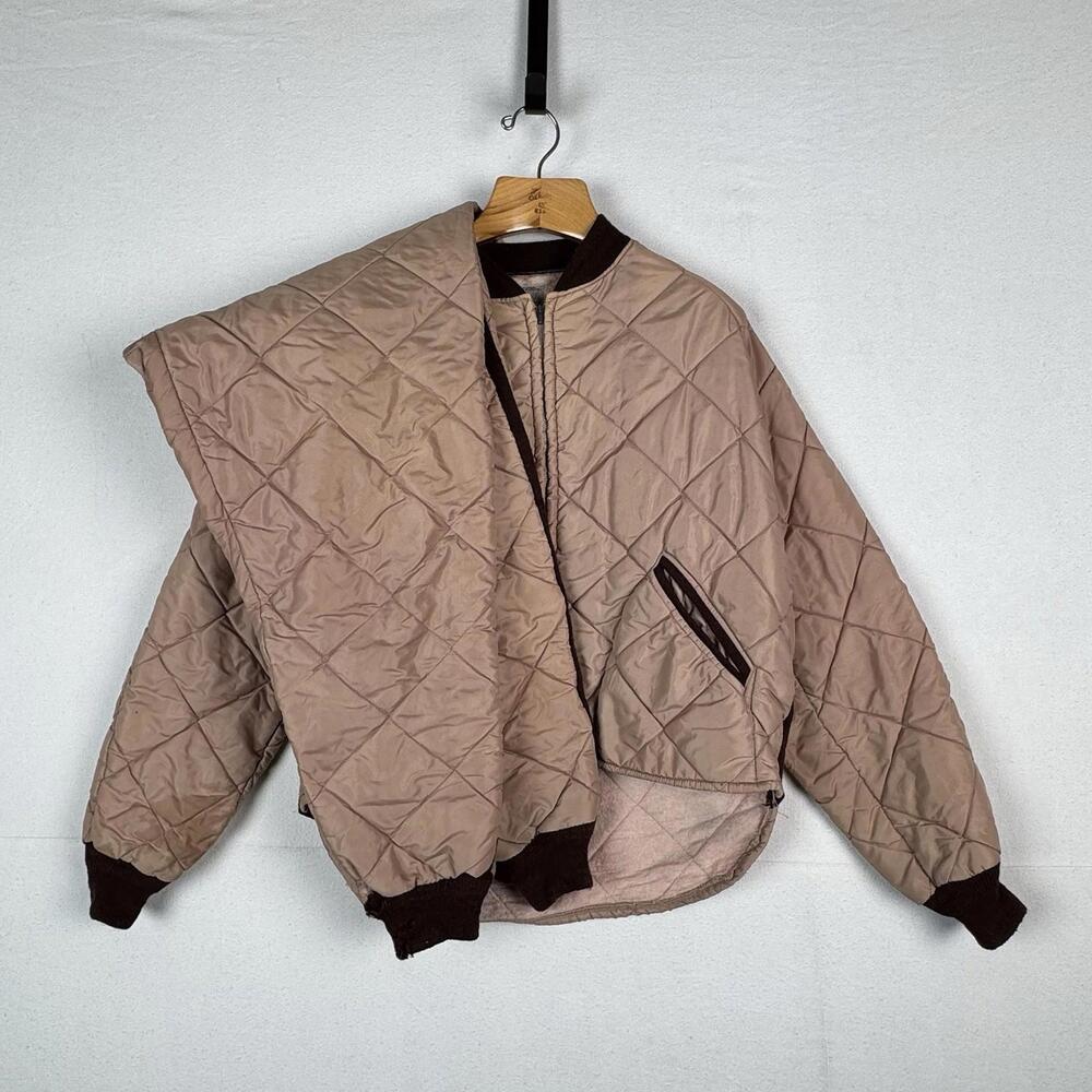 60’s Vintage Bob Allen Quilted‎ Jacket Pants Set Long Under Wear Men's XL Brown